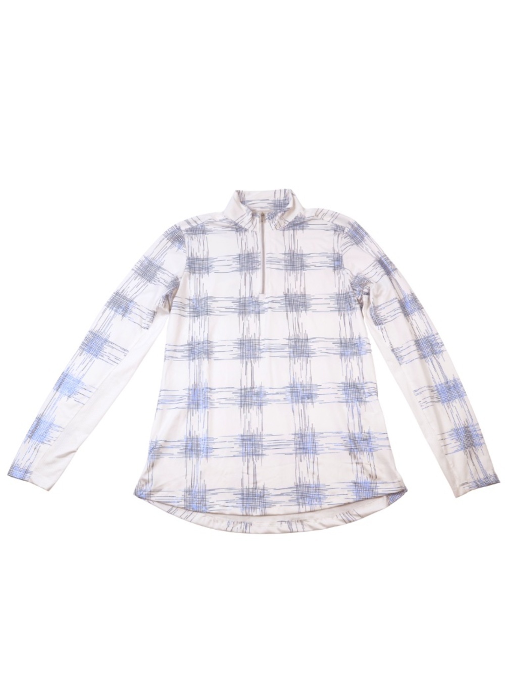 SanSoleil UPF 50 Pullover XS Blue Plaid 1/4 Zip Performance Golf Tennis Top